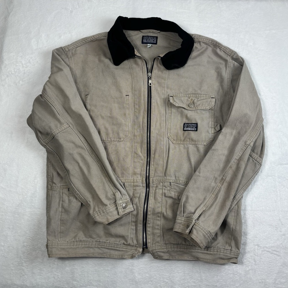 Chevignon Full Zip Military Chore Coat‎ Long Sleeve Jacket Distressed Men's XL